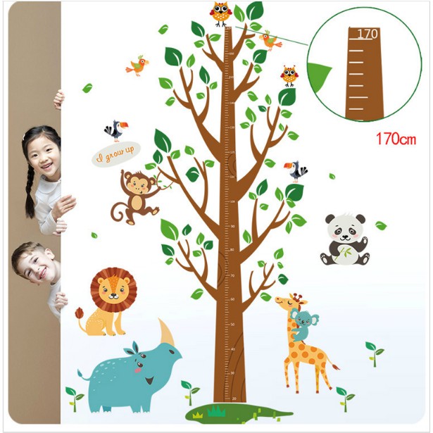 Decal trang trí tường - Thân Cây Nâu Cùng Thú Vui Chơi ( 2 tấm )