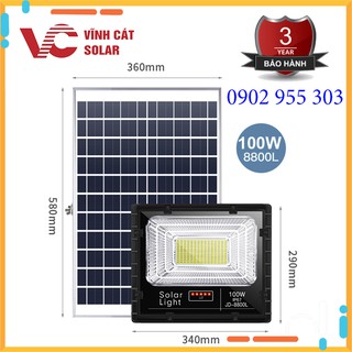 Bóng đèn led năng lượng mặt trời jindian, đèn sân vườn, trong nhà chính hãng, vỏ nhôm công suất 100W - BH 03 Năm