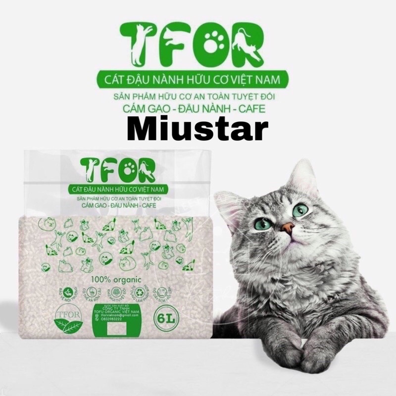Cát đậu nành hữu cơ TFOR 6L vệ sinh cho mèo an toàn bảo vệ môi trường