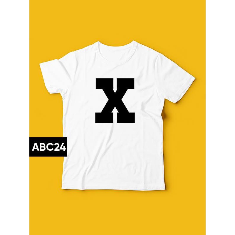 Áo thun nữ đẹp form rộng Hàn Quốc in bảng chữ cái chữ X ( Trắng )