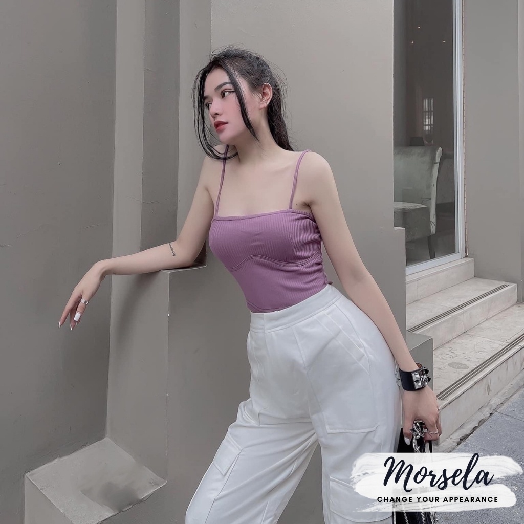 Áo 2 dây croptop có mút ngực form ôm gợi cảm dành cho nữ - Morsela