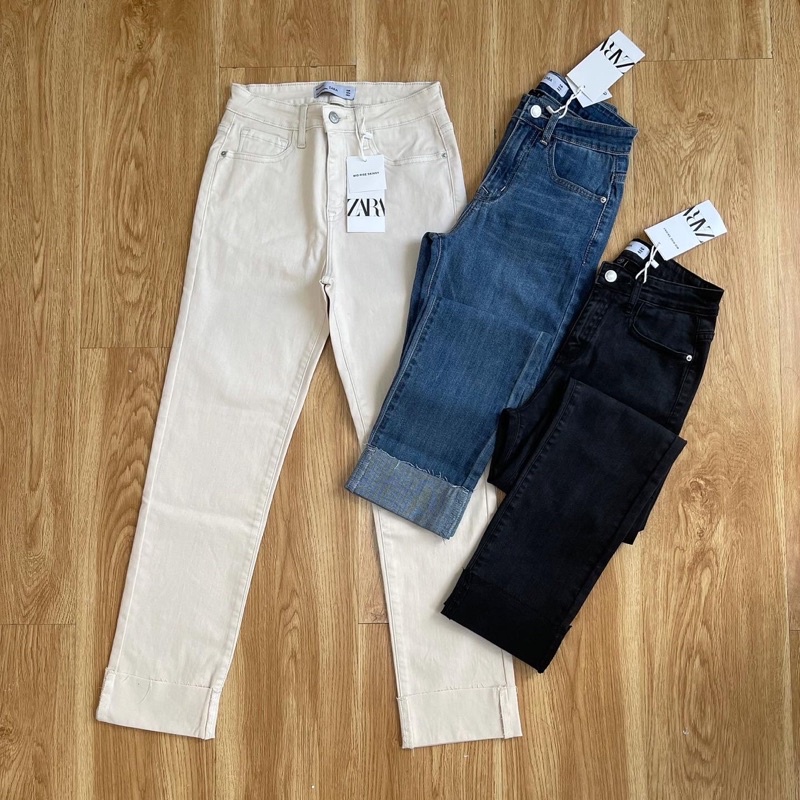 Quần jeans ống đứng lật lai ZR