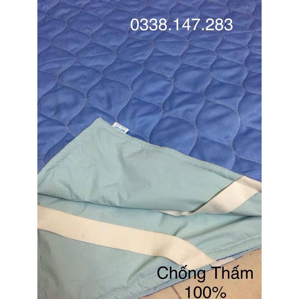 Lót nệm chống thấm 100% 4 lớp  - màu Xanh