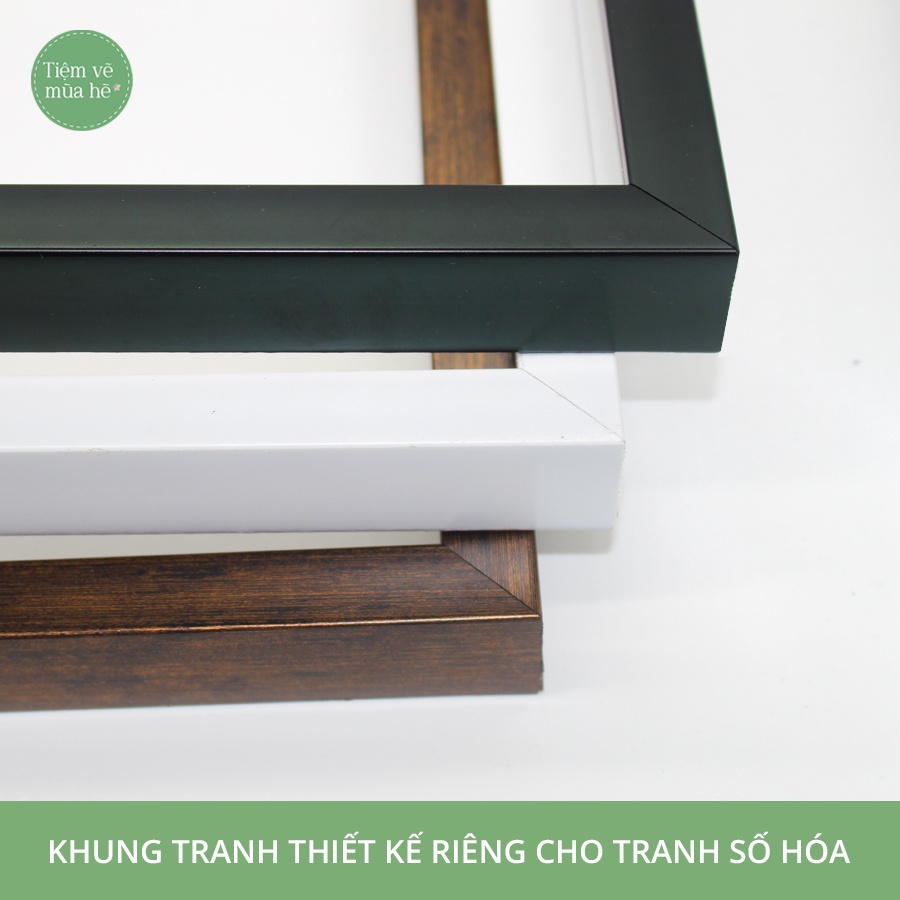 ✅Khung ngoài tranh số hóa (Tranh tô màu theo số) Kích thước 40x50cm 3 màu cơ bản