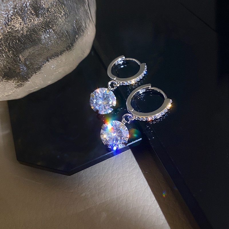 Bông Tai Đính Đá Zircon Đơn Giản Thời Trang Phong Cách Hàn Quốc Cho Nữ