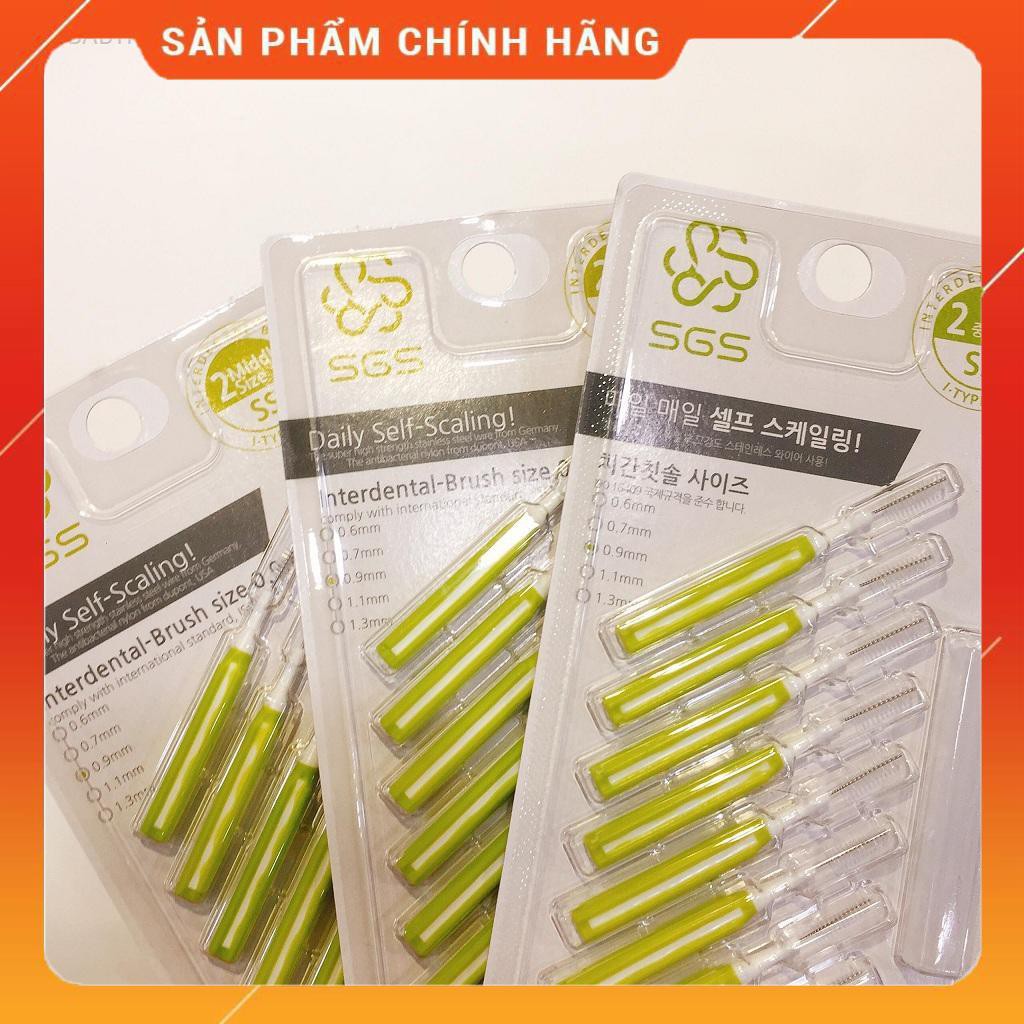 Chải kẽ răng cao cấp SGS kiểu I size 0.9mm nhập khẩu từ Hàn Quốc ( Vỉ 10 cây )