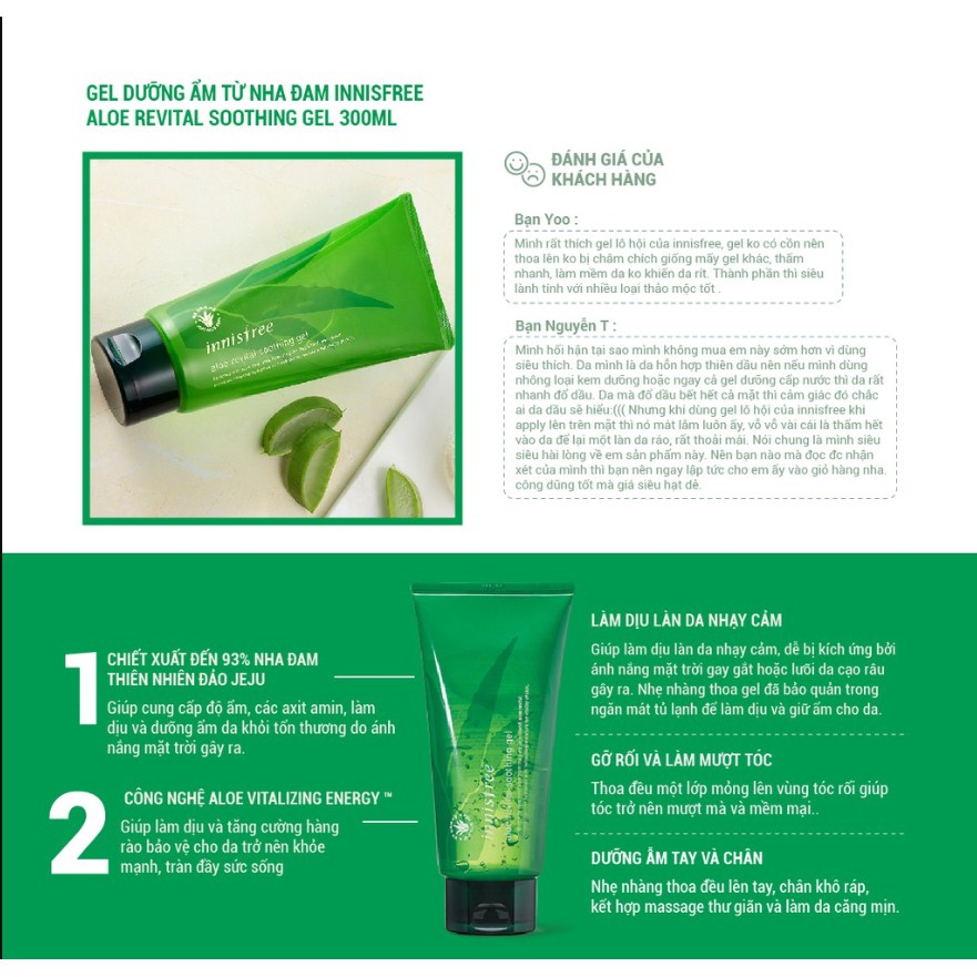 [CÓ SẴN ] Gel Lô Hội Làm Dịu Da Innisfree Aloe Revital Soothing Gel