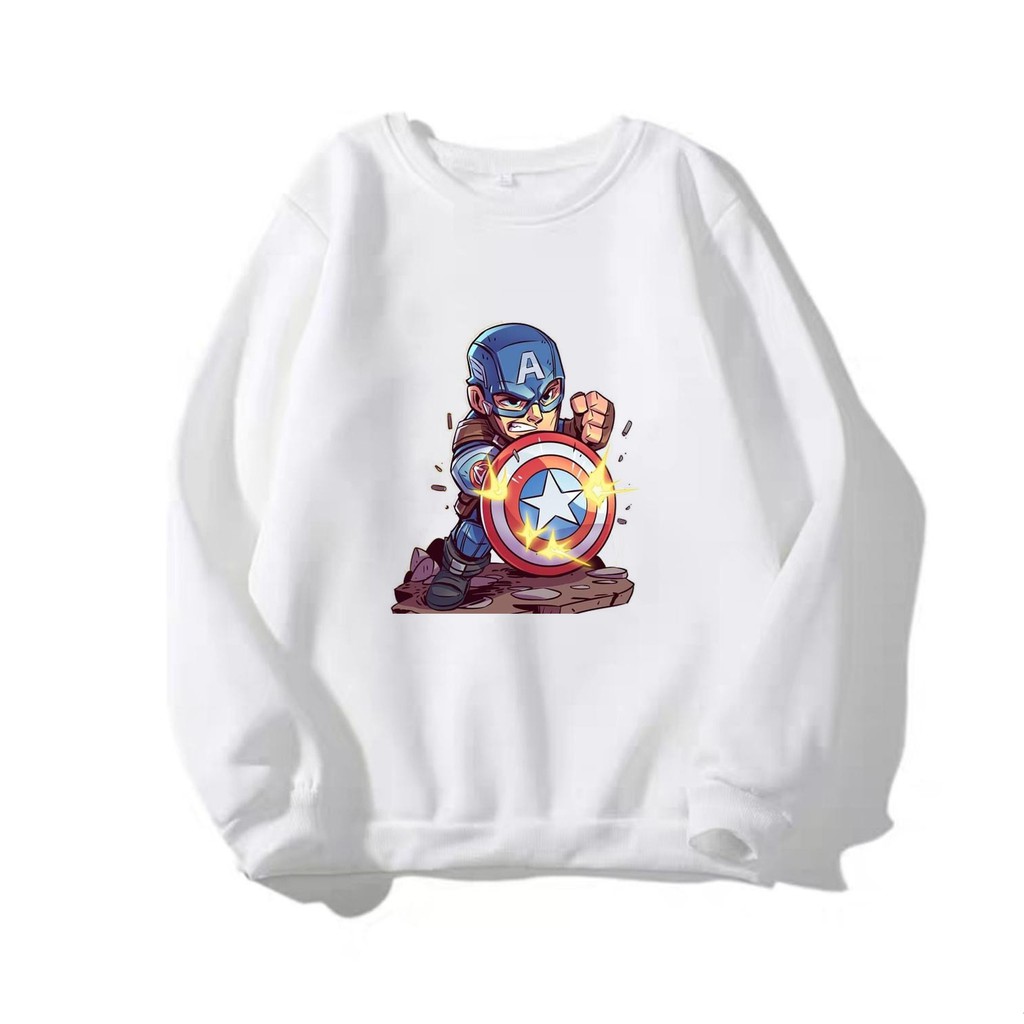 Áo sweater nam nữ in hình Captain America cực đẹp William - DS119 chất nỉ dày dặn, hợp làm áo cặp