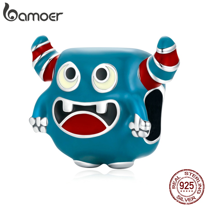 Phụ kiện hạt xỏ BAMOER SCC2055 bạc 925 hình quái vật vui vẻ thời trang dành cho làm vòng đeo tay DIY