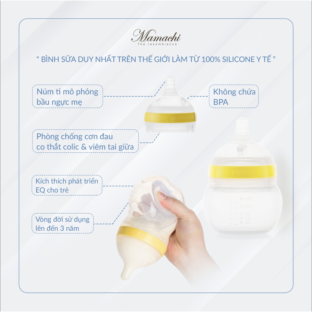 Bình sữa Mamachi chất liệu Silicone y tế 100%