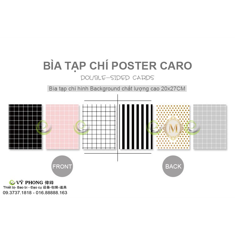 BÌA GIẤY SỌC CARO 2 MẶT 25x35cm POSTER CHỤP ẢNH SẢN PHẨM PHỤ KIỆN TRANG TRÍ BTC2M25x35-01,2,3