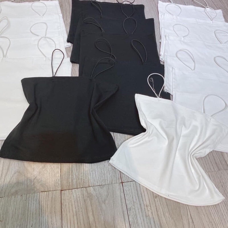 Áo 2 Dây Cotton Croptop Sợi Bún KHÔNG ĐỆM Ngực Dáng Ôm Thoáng Mát 2S