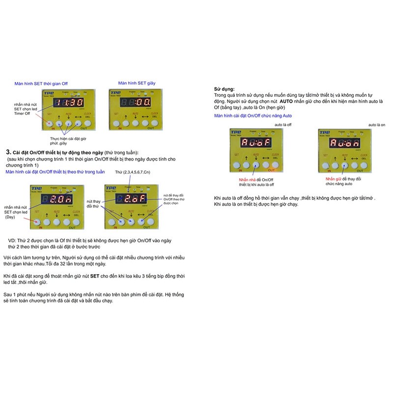 Công tắc hẹn giờ kỹ thuật số TPE - TM3A - V2, 2018