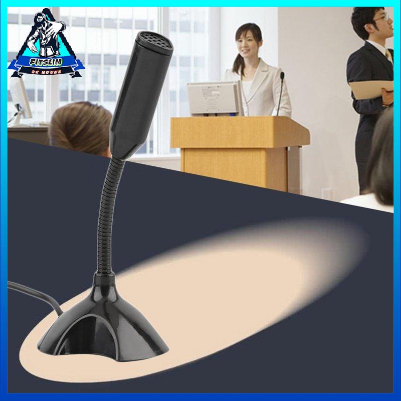 [Fitslim] Black USB Stand Mini Microphone Mic for PC Desktop Laptop Notebook Speech