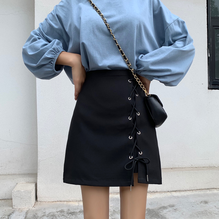 Chân váy SUXI dáng chữ A màu trơn lưng cao phong cách Hàn Quốc trẻ trung cho nữ