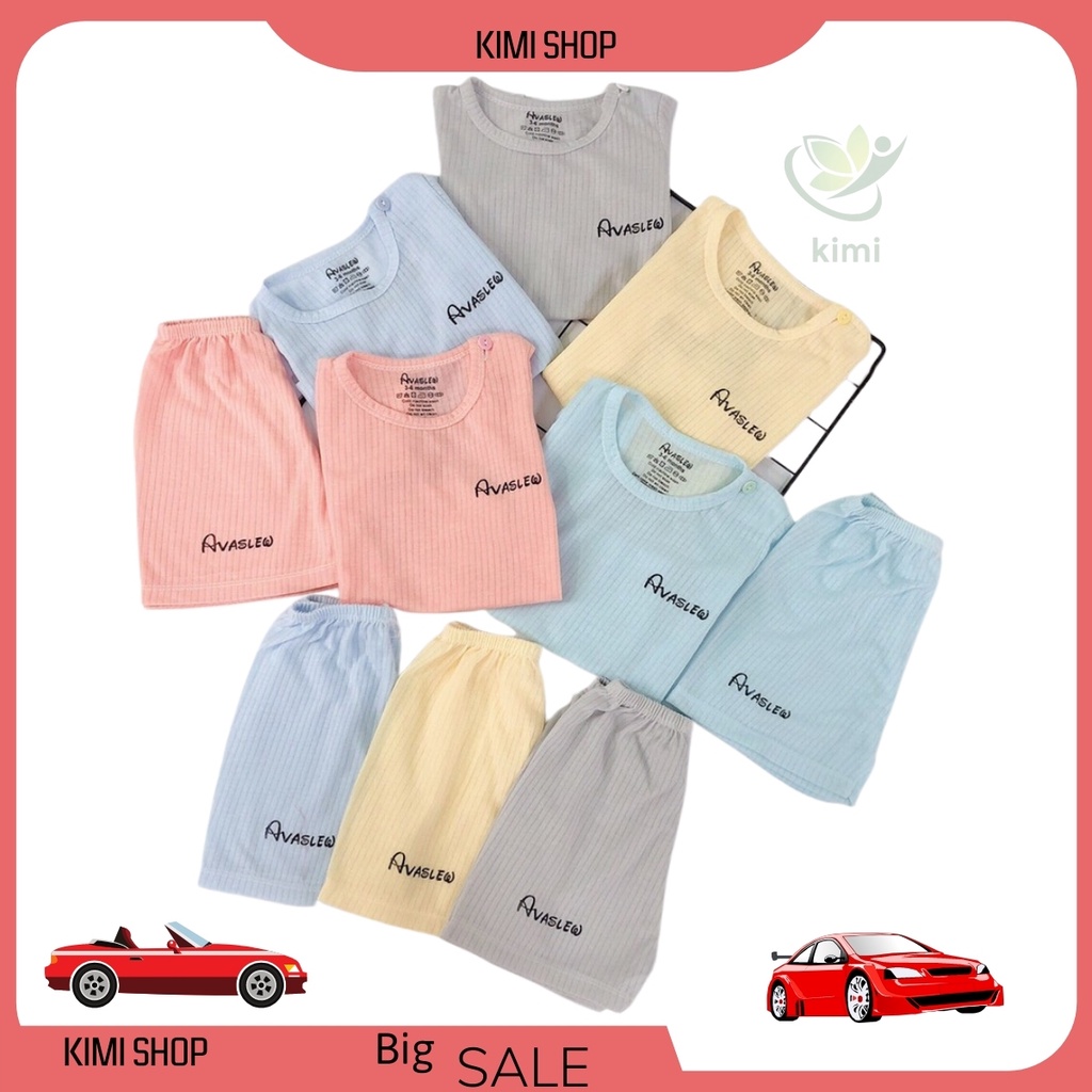 Quần áo trẻ em COMBO 5 bộ cộc tay tăm tre AVA Cho bé trai gái trẻ sơ sinh cúc cài vai KIMI shop