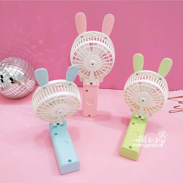 Ảnh thật ✨✨ Quạt Pin Sạc Cầm Tay Tai Thỏ màu Pastel ✨✨