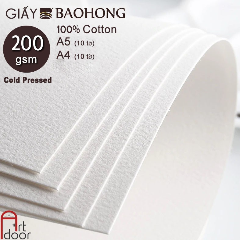 [ARTDOOR] Giấy vẽ màu nước BAOHONG 100% Cotton (vân nổi COLD)