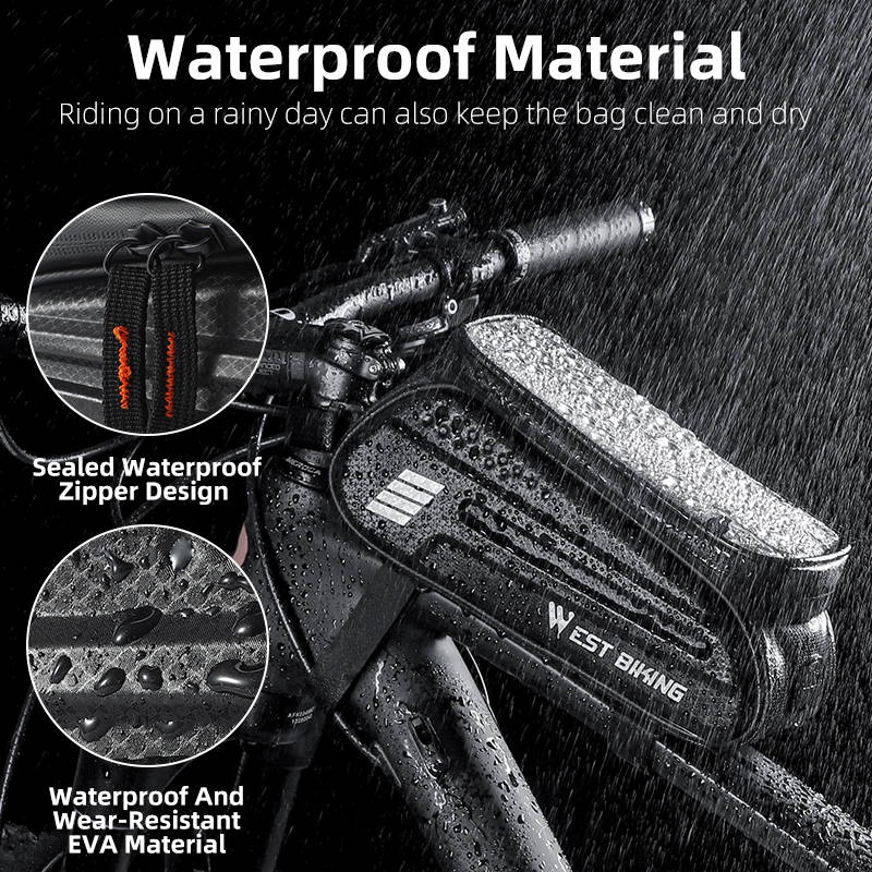 Túi treo sườn xe đạp WEST BIKING chống thấm nước cho điện thoại cảm ứng 7.0Inch túi xe đạp