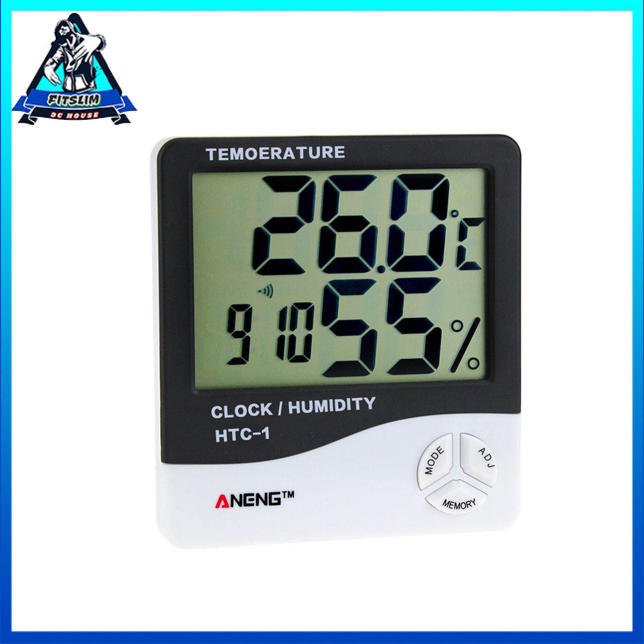 Đồng hồ đo nhiệt độ độ ẩm kỹ thuật số HTC-1 Đồng hồ báo thức Nhiệt kế ẩm kế