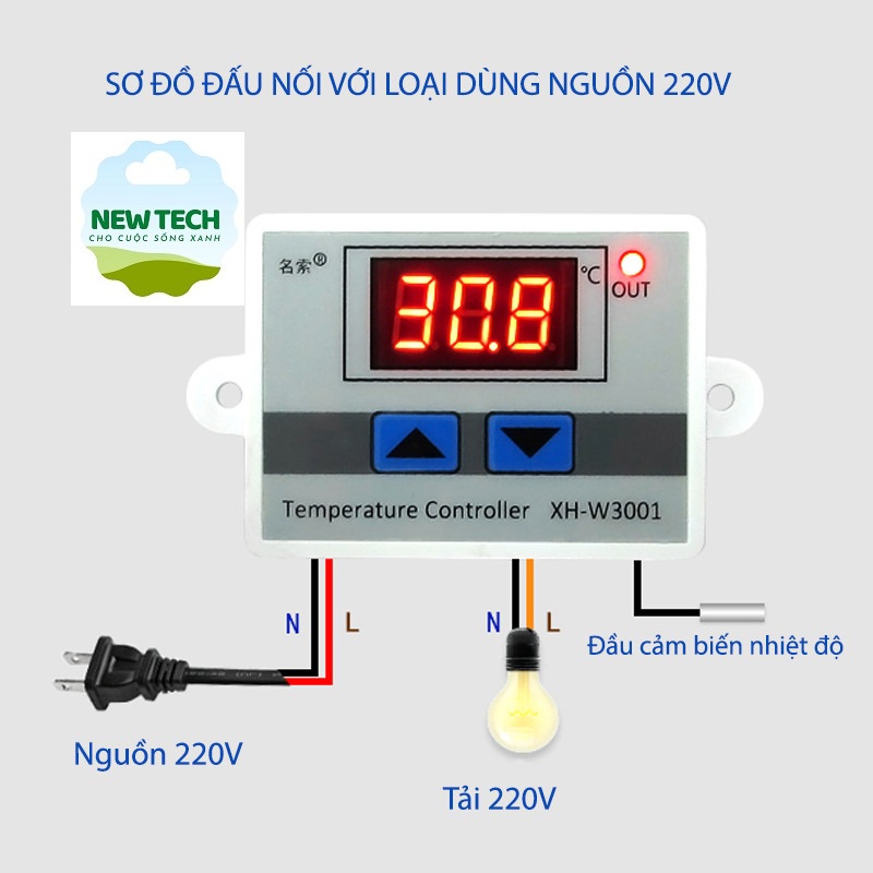 Công tắc cảm biến nhiệt độ 220V, W3001/ W3002 có HDSD bằng tiếng Việt