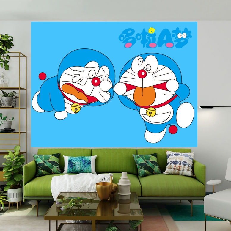 Phim hoạt hình Doraemon Jingle Cat Nền Vải Giường ngủ tập thể Trang trí Tường Phòng ngủ Treo Vải Tường Vải Những gì bạn thấy là những gì bạn nhận được