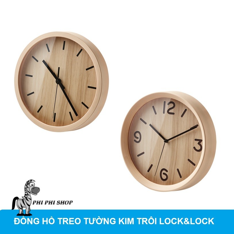 Đồng hồ treo tường kim trôi Lock&amp;Lock bằng nhựa giả vân gỗ