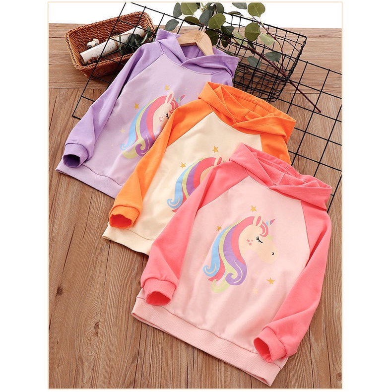 Áo nỉ hoodie có mũ hãng Mamdadkids cho bé gái họa tiết ngựa Pony