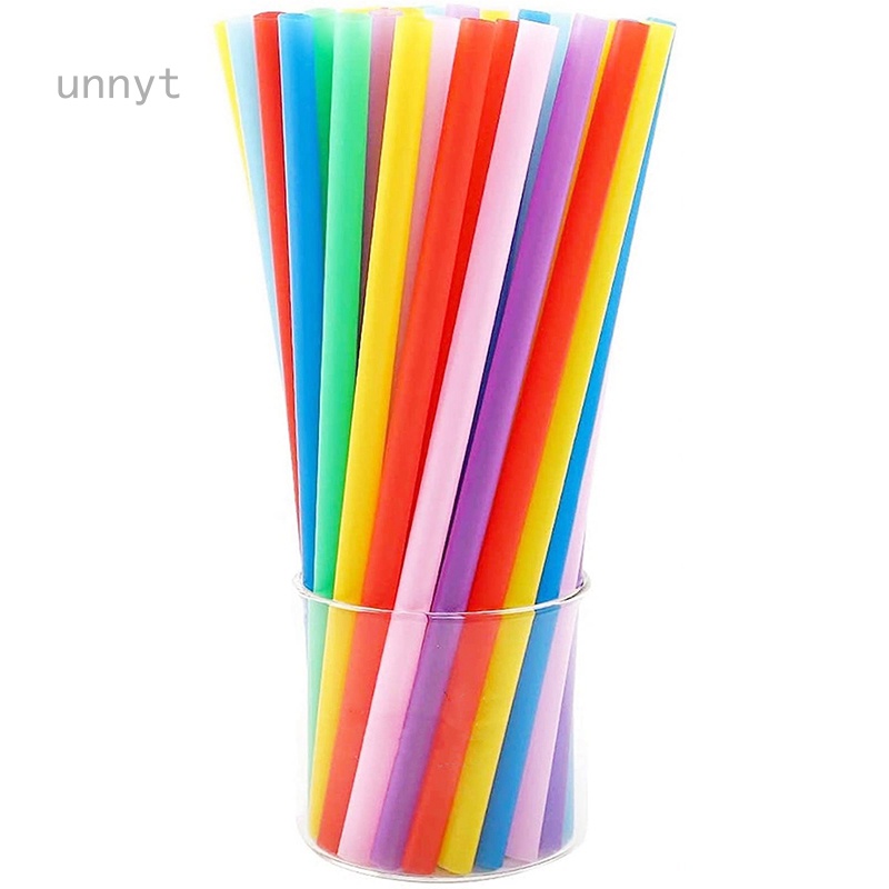 Set 100 Ống Hút Nhựa Đường Kính 0.6Cm Có Thể Tái Sử Dụng Nhiều Màu Sắc