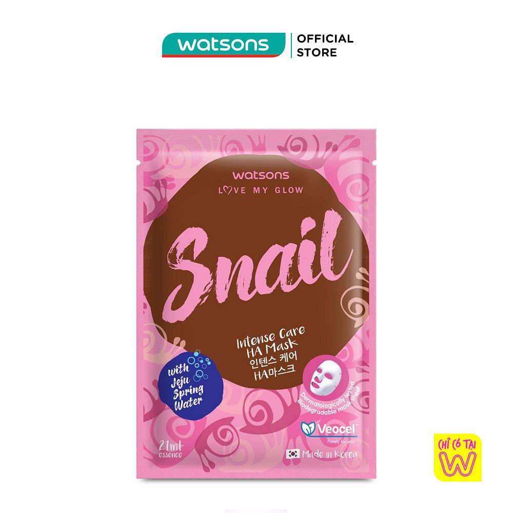 Mặt Nạ Watsons Snail Intense Care HA Phục Hồi Và Chăm Sóc Làn Da Mịn Màng 21ml