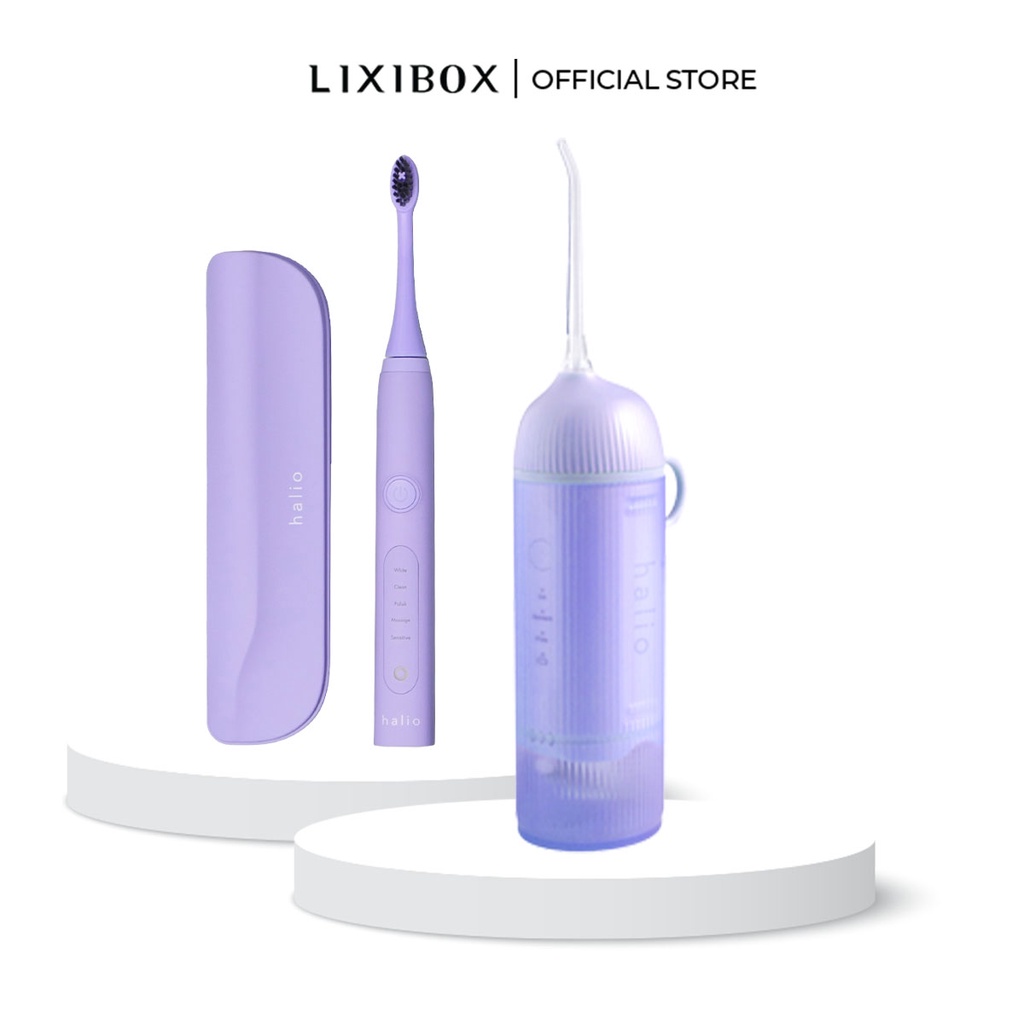 [Mã COSLXT5 giảm 10% đơn 600K] Combo Bàn chải điện Sonic Whitening &amp; Máy Tăm Nước Halio UltraClean r - Periwinkle