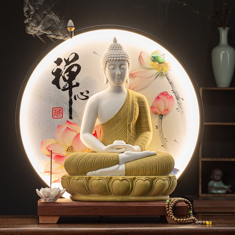 Đèn LED xông trầm có tranh trang trí tượng, tiểu cảnh  - Tự Thanh