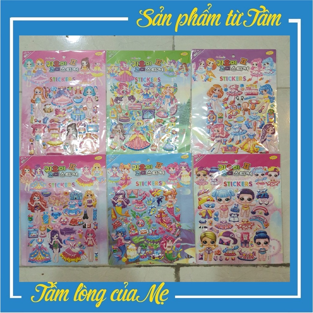 Đồ Chơi tấm Dán Sticker 3D Kèm Tranh Tô Màu Khổ To A4