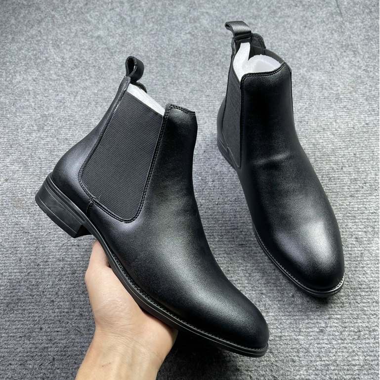 Giày Nam Chelsea Boots Classic Da Xít Cổ Chun Đế Cao Su Da Không Nhăn Phong Cách Lịch Lãm Tăng Chiều Cao