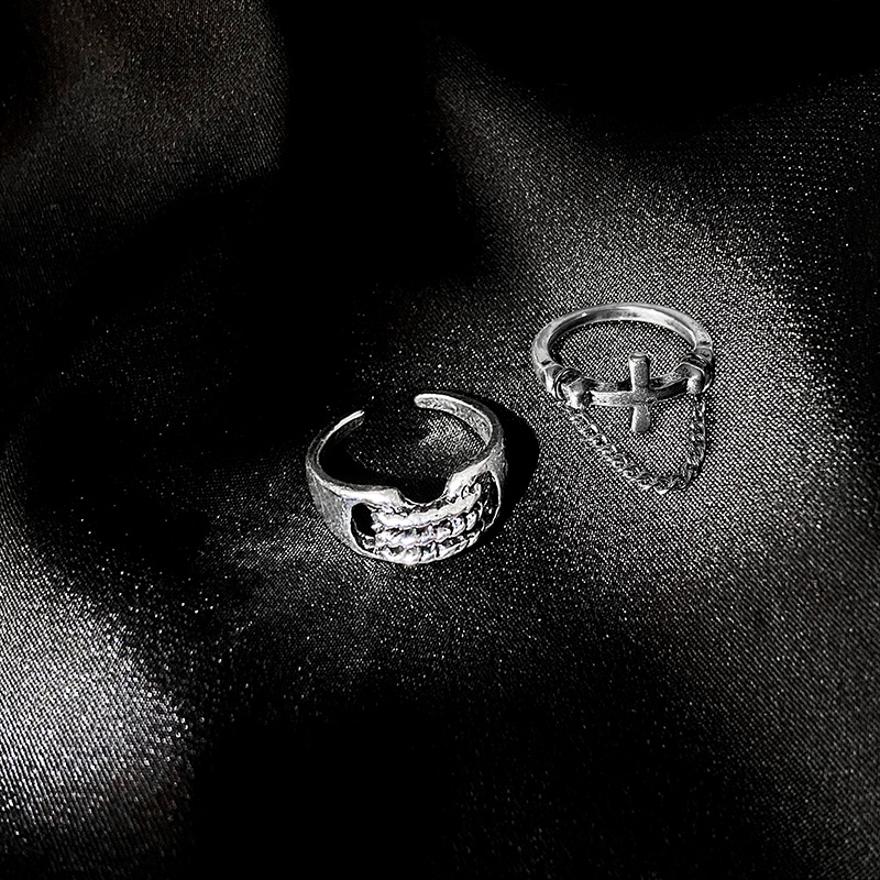 Nhẫn Hở Chất Liệu Thép Titan Hình Thánh Giá Phong Cách Hip Hop Cho Nữ