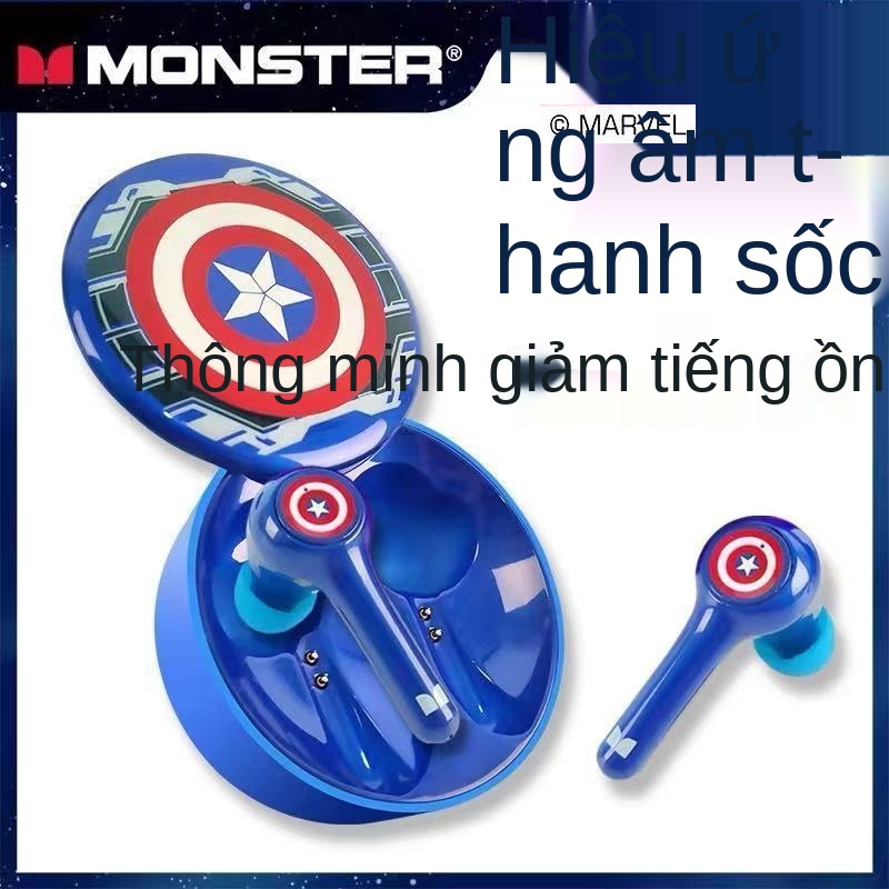 MONSTER / Magic Marvel Tai nghe Bluetooth tùy chỉnh đồng thương hiệu Iron Man Captain America Spiderman Cool Sports