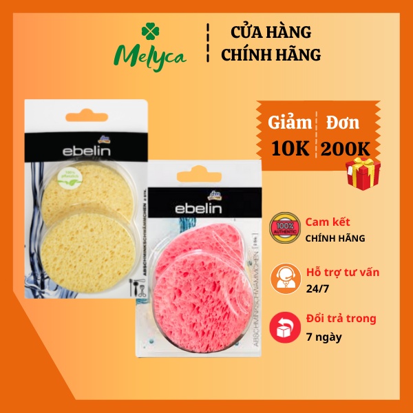 Bọt biển rửa mặt Ebelin 2 miếng, hàng chuẩn Đức - Shop Melyca