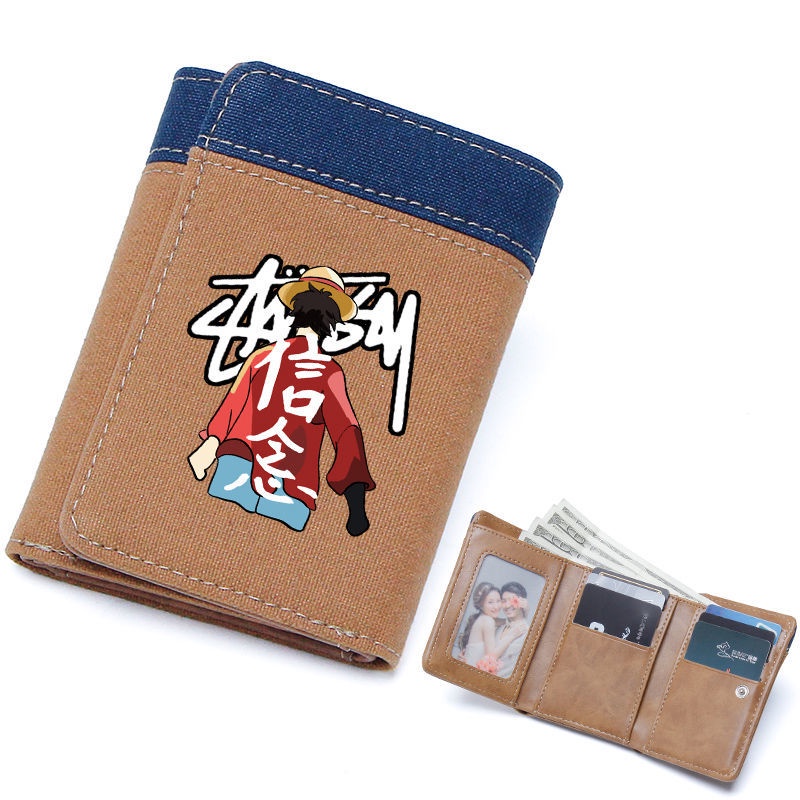 Ví Nam Ngắn Vải Canvas Gấp Gọn Được Hình Luffy 2.2