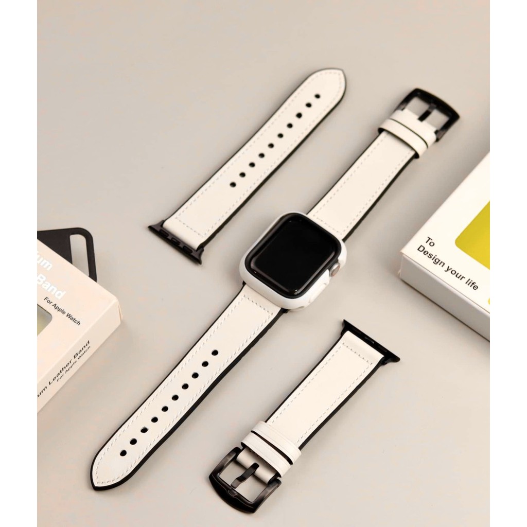 dây da mix caosu màu trắng cực đẹp dành cho apple watch