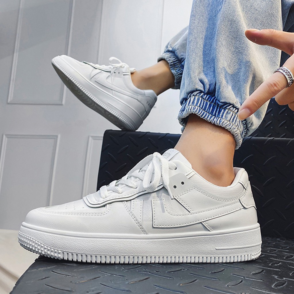 giày sneaker nam trắng mẫu mới HOT 2021 , giày thể thao nam nữ cao cấp chất liệu da PU dễ làm sạch DOZIMAX