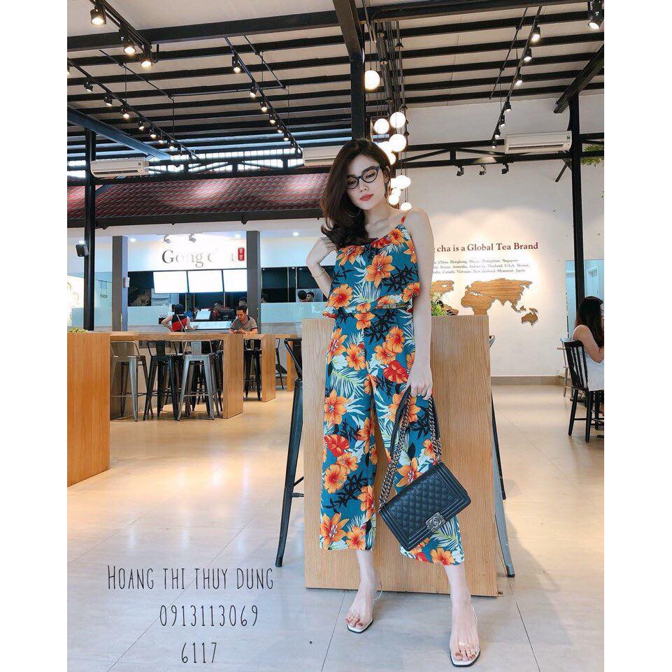 [ xả kho ] HS Set quần dài+áo 2 dây hoa to