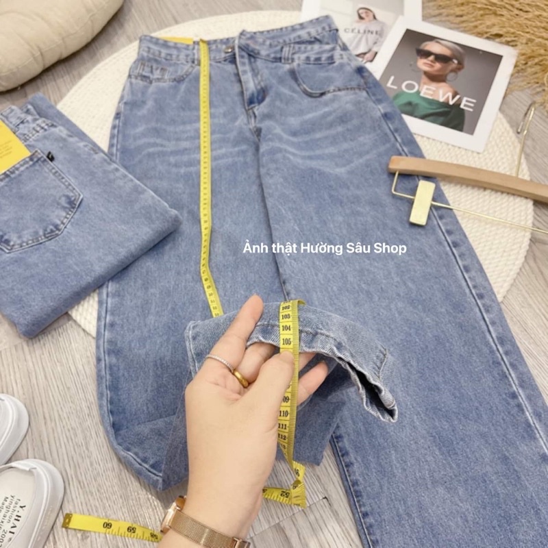QUẦN JEANS CẠP CHÉO DÁNG SUÔNG ĐỦ SIZE ( kèm video ảnh thật)