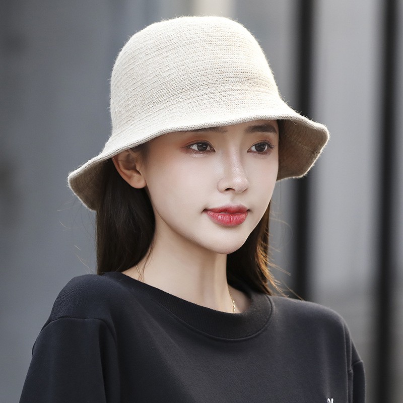 mũ bucket len chỉ dệt kim hàn quốc - ne71 FemaleWool