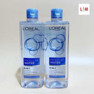 Nước tẩy trang làm sạch tươi mát Loreal Paris 3-in-1 Micellar Water Refreshing cho da dầu 400ml [Chính Hãng]
