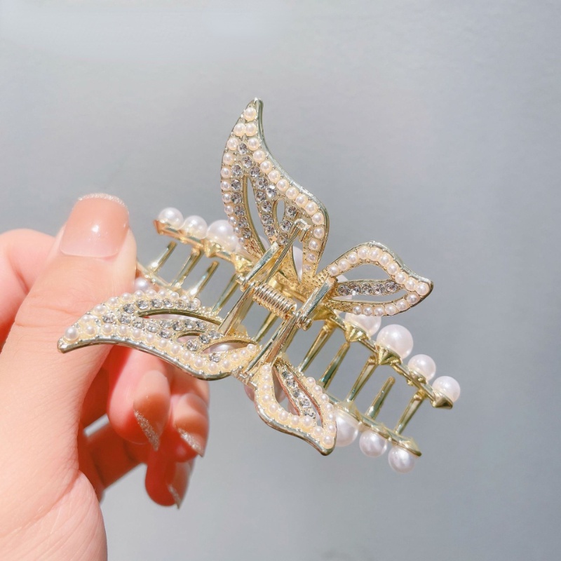 Kẹp Tóc Càng Cua Đính Ngọc Trai Hình Cánh Bướm Kiểu Hàn 2022 Mới Cho Nữ