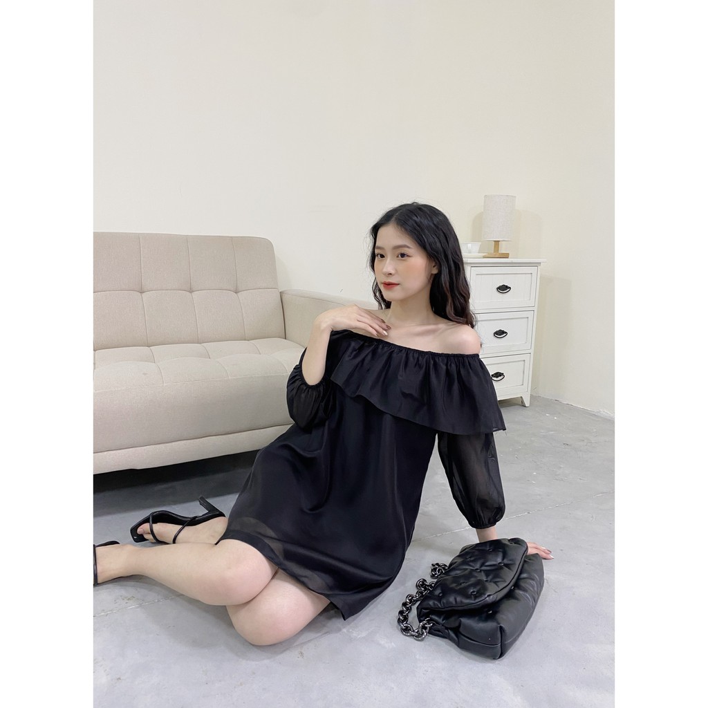 YU CHERRY | Đầm trễ vai organza có tay lửng Zoey Dress YD144