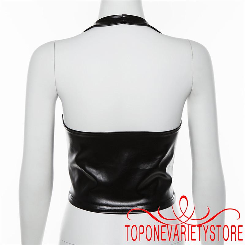 Áo Yếm Da Pu Cột Dây Thiết Kế Hở Lưng Quyến Rũ | BigBuy360 - bigbuy360.vn