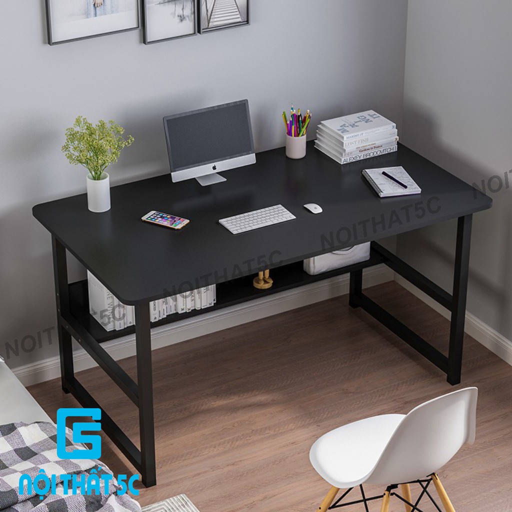 Bàn làm việc, Bàn máy tính 2in1 kết hợp với giá sách hiện đại, trẻ trung, mặt bàn kích thước lớn | BigBuy360 - bigbuy360.vn