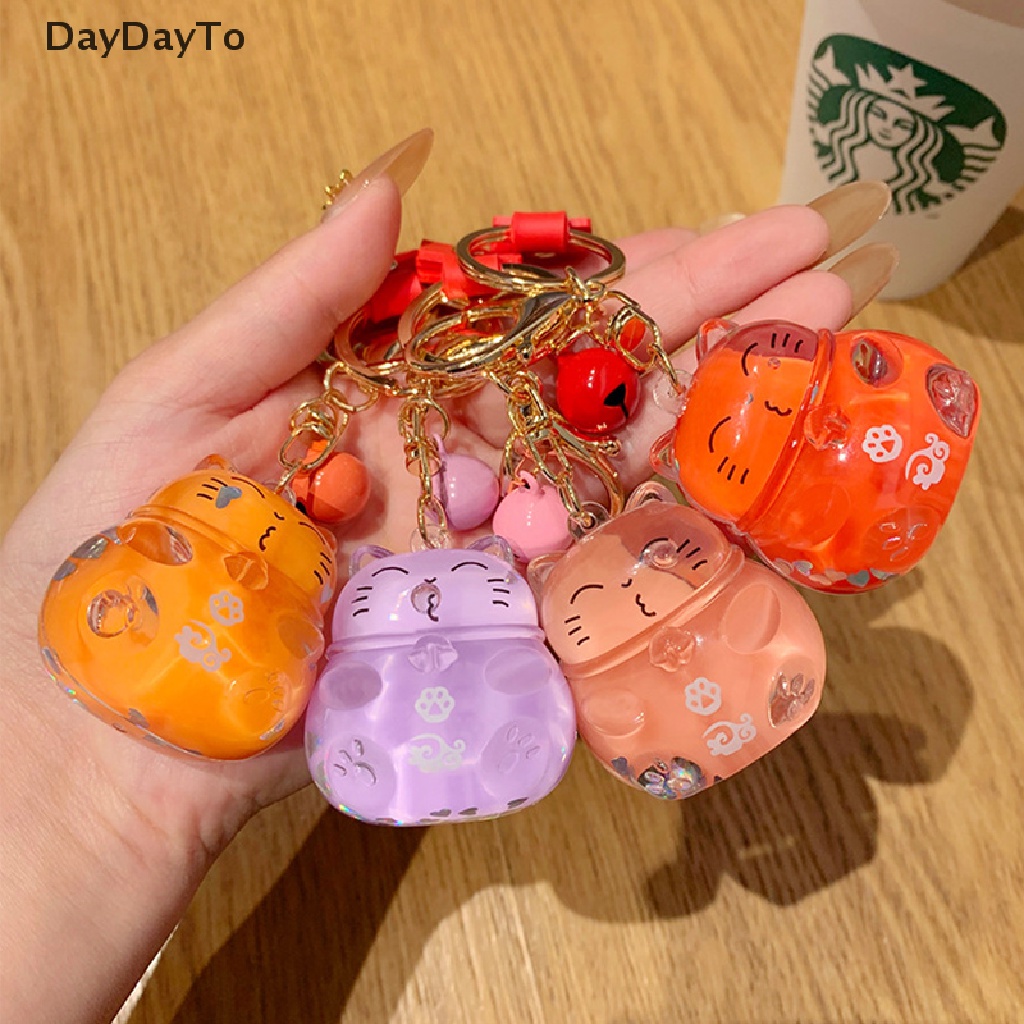 Móc Khóa Hình Mèo May Mắn Trong Suốt Bằng Acrylic