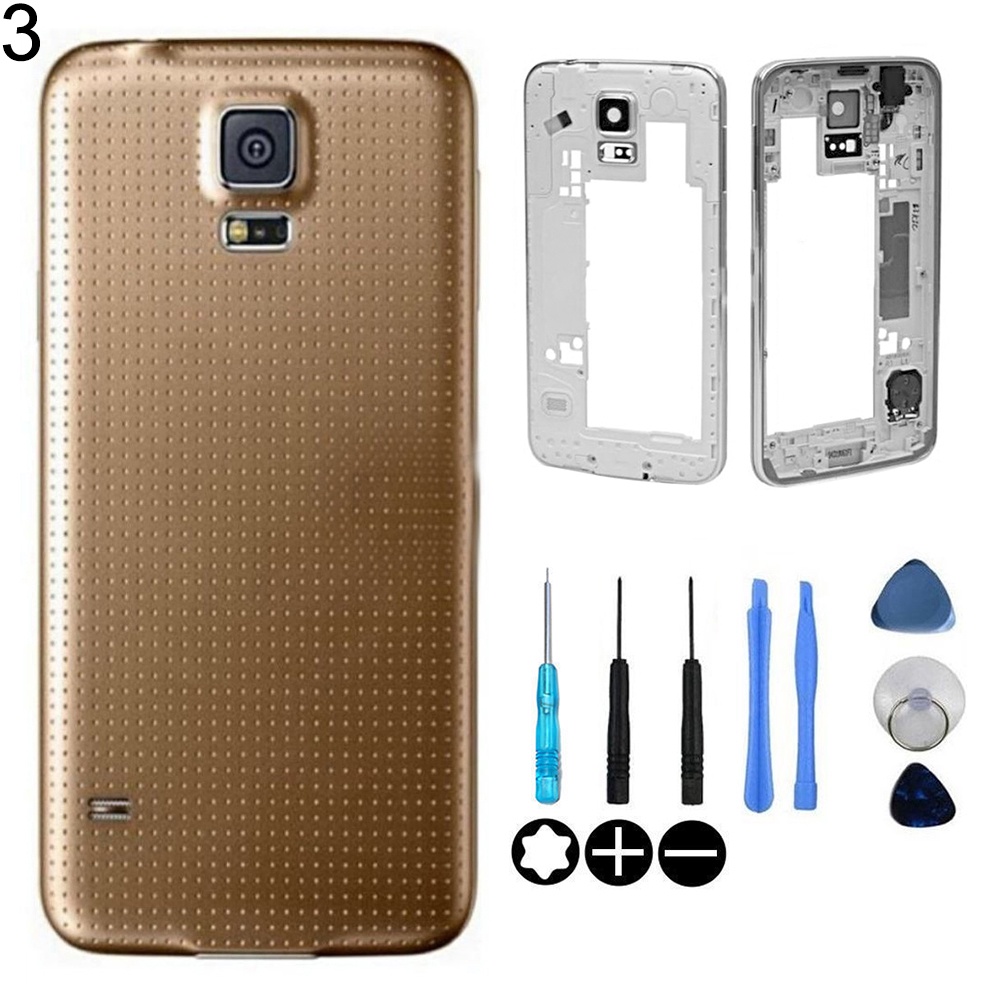 Nắp lưng điện thoại thay thế màu cầu vồng + Khung giữa cho Samsung Galaxy S5